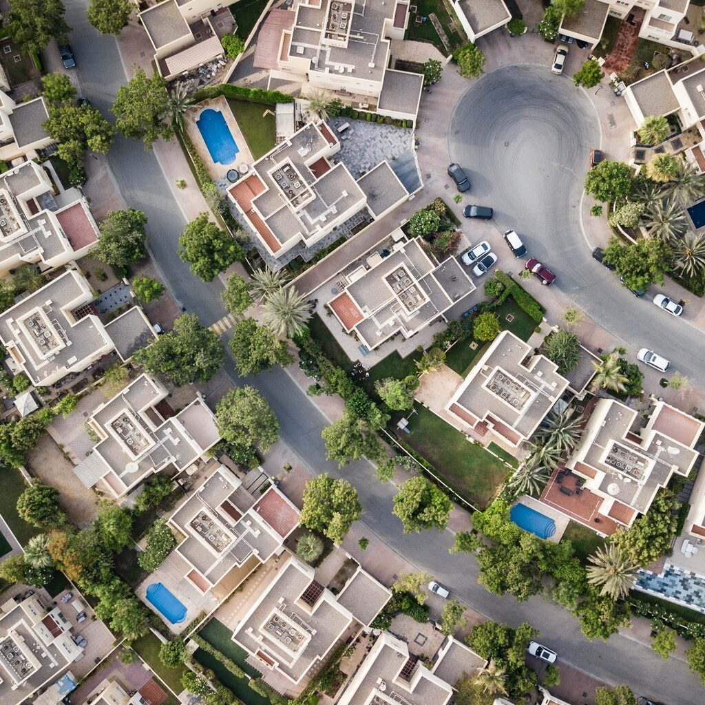 ariel view of villas